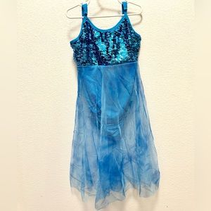 Girls Turquoise Sequin Dance Dress size: LC